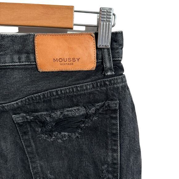 Moussy Vintage Distressed Button Fly Denim‎ black Mini Skirt Size 26 / 2 - Picture 4 of 8